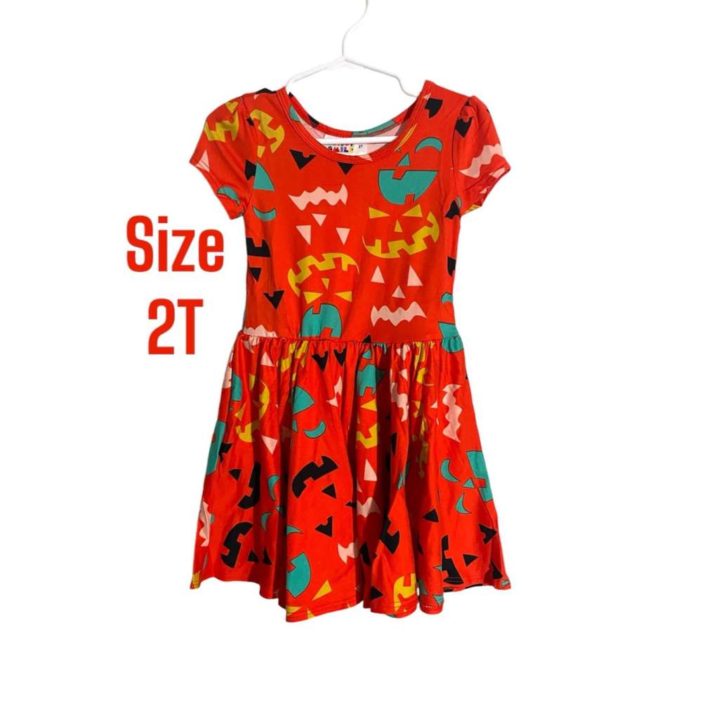 DotDotSmile Size 2T halloween pumpkin Cap Sleeve Twirl Dress NEW